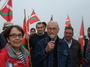 Des Alderdikide r�unis pour la f�te de l'ikurri�a, ce 14 Juillet, au sommet de la Rh�ne, � la fronti